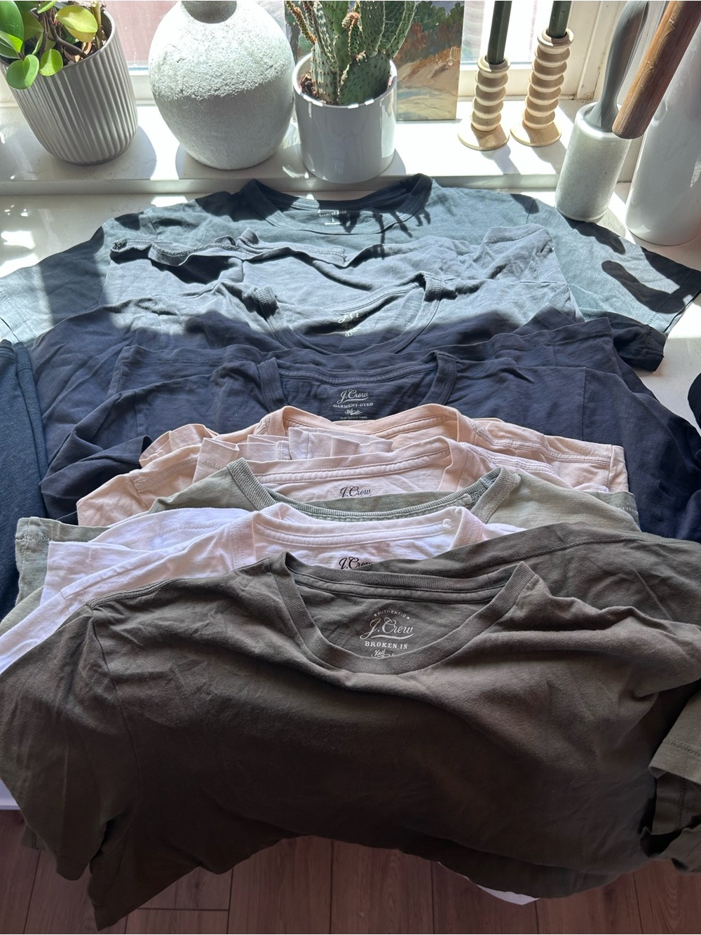 J. Crew Men's Short Sleeve Crewneck Tees in Olive, Navy, Pink, Gray, White
